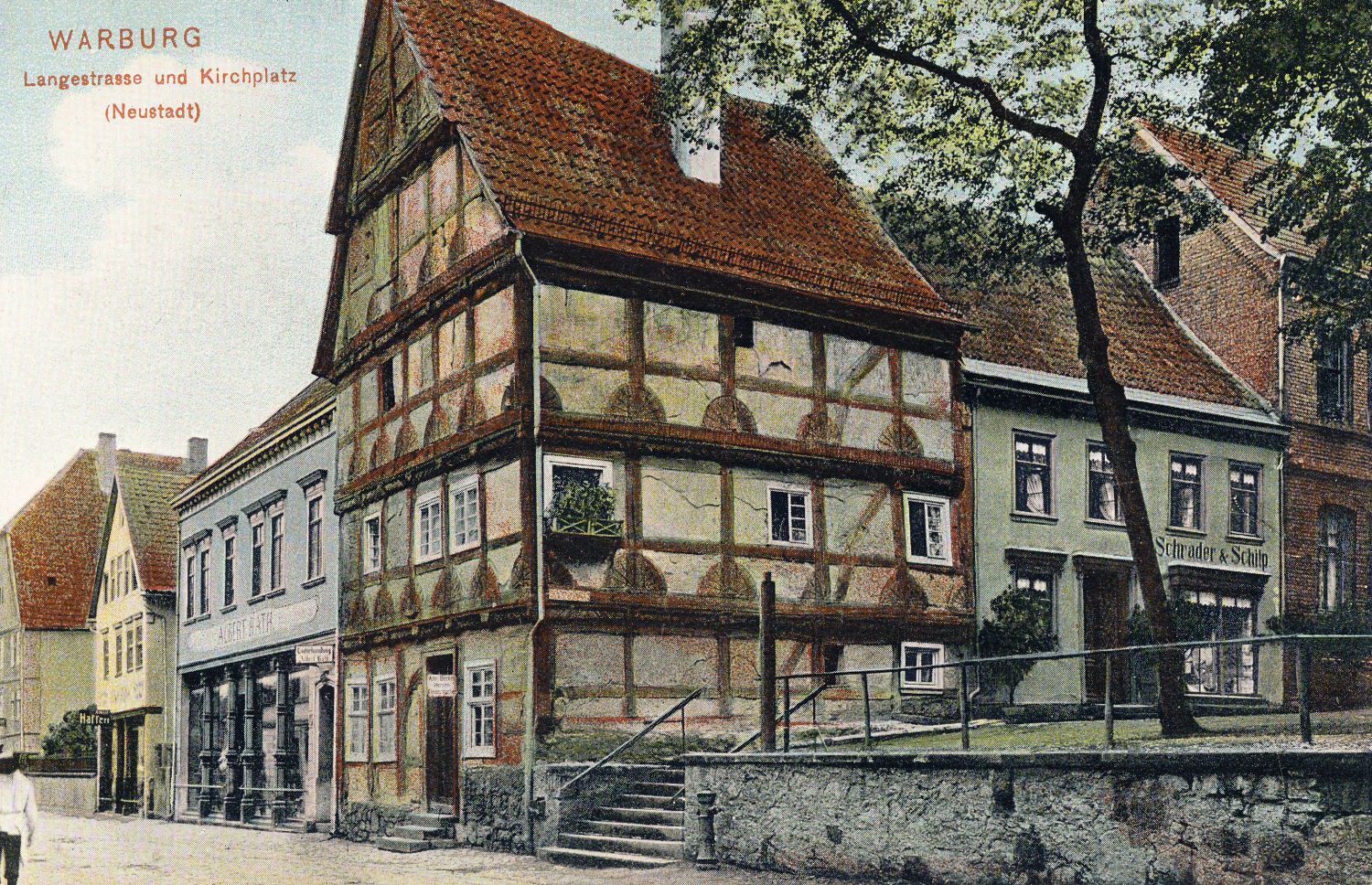 Geschäftshaus Rath auf einer nachkolorierten Postkarte.