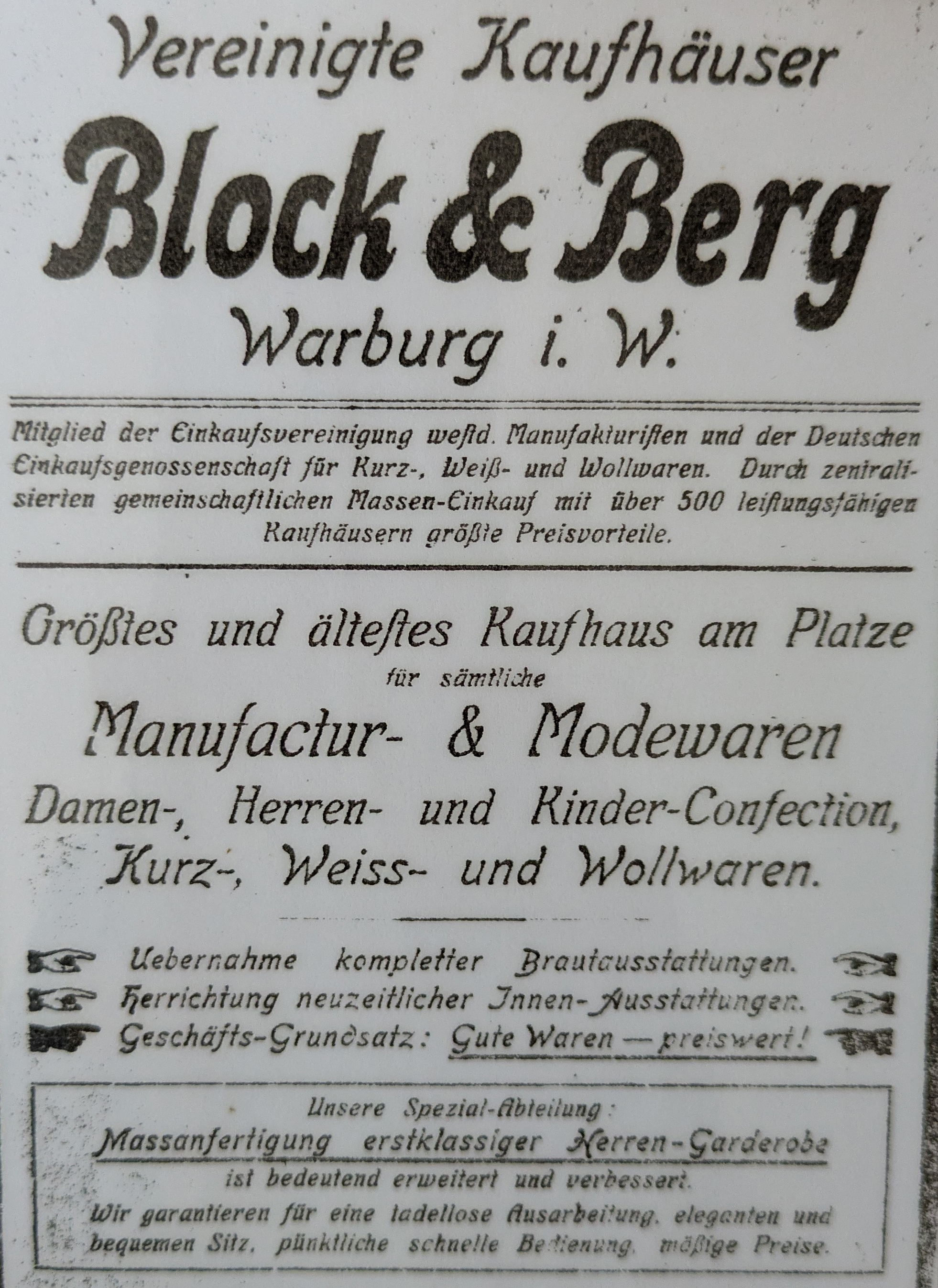 Werbung Block und Berg